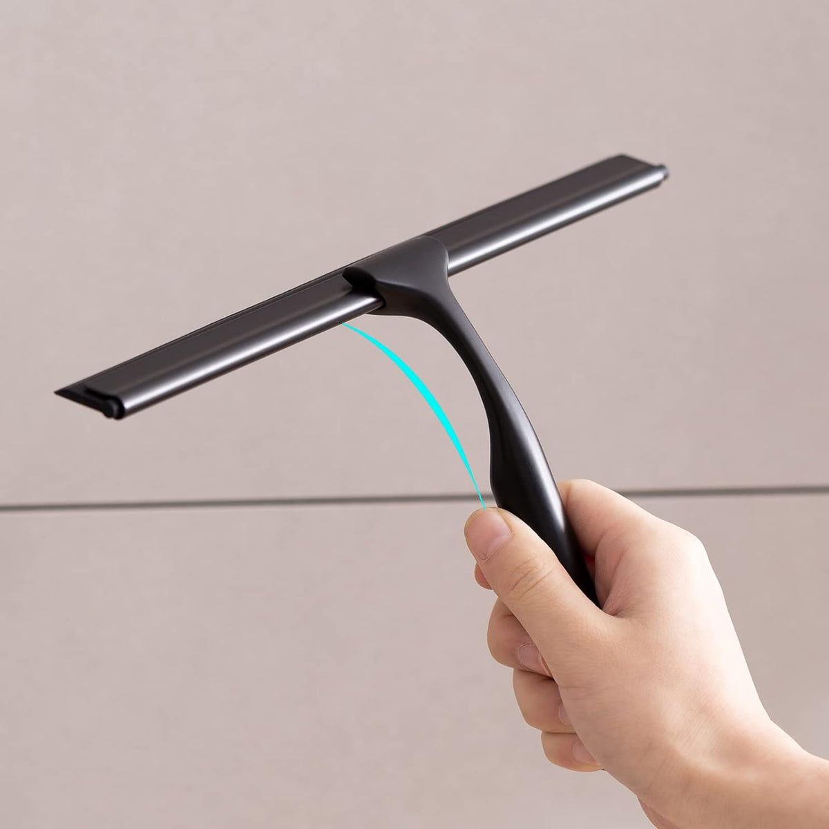 Ettori Shower Squeegee for Glass Doors, Squeegee for Shower Glass Door, Window and Car Glass, Mirrors - All-Purpose Stainless Steel Squeegee, 10 Inches and Black - PuriLite