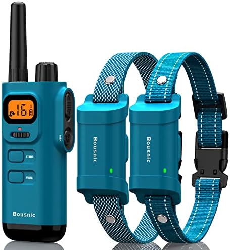 Bousnic Dog Training Collar with Remote - 4000ft Waterproof Dog Shock Collars 2 Dogs for Large Medium Small Dogs Rechargeable E Collars for Dogs Training with Beep Vibration Humane Shock(1-16) Mode - PuriLite