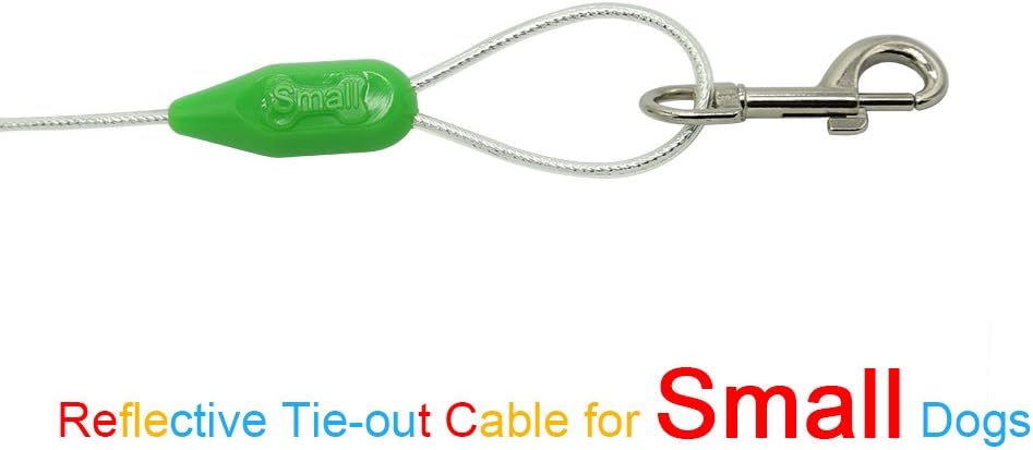 Petest 25ft Reflective Tie-Out Cable for Small Dogs Up to 35 Pounds - PuriLite