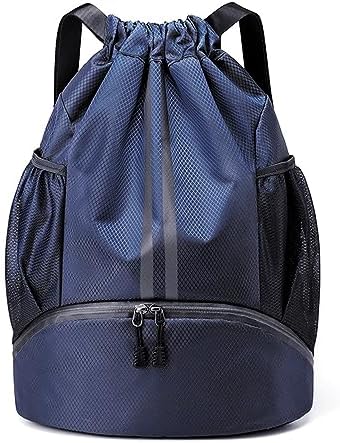 Hoedia Sports Drawstring Backpack - String Swim Gym Bag with Shoes Compartment and Wet Proof Pocket for Women/Men - PuriLite