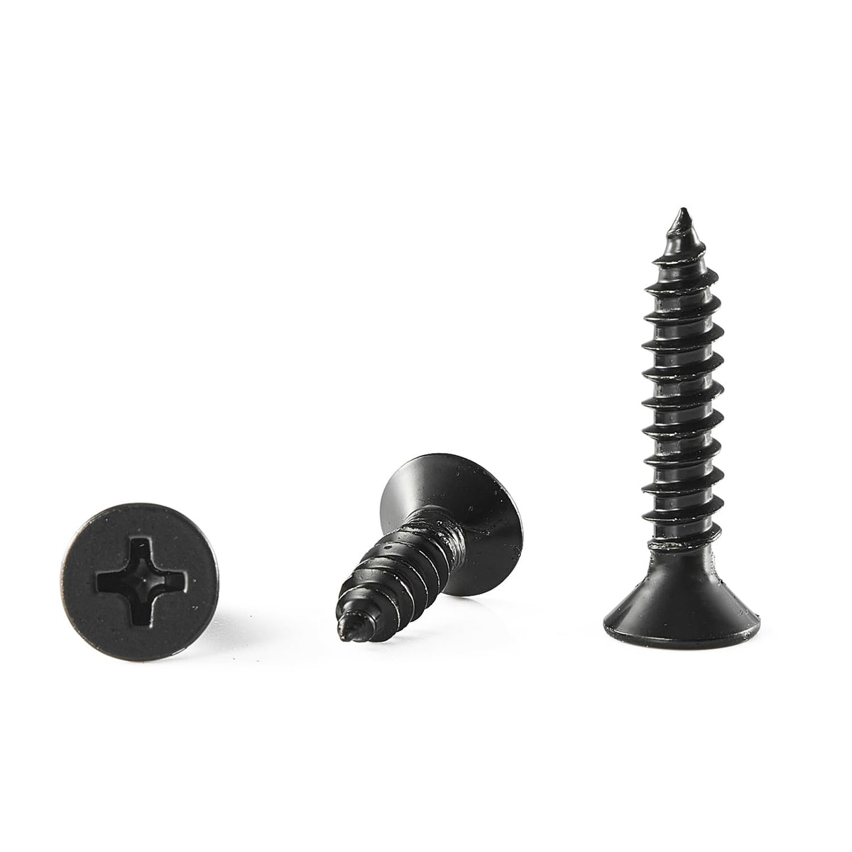 GOHODOMINO #4 x 1/2" Wood Screw 100Pcs, Stainless Steel 304 (18-8) Screws Flat Head Phillips Fast Self Tapping Drywall Screws Black Oxide - PuriLite