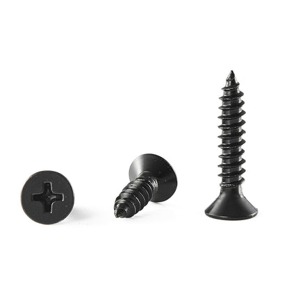 GOHODOMINO #4 x 1/2" Wood Screw 100Pcs, Stainless Steel 304 (18-8) Screws Flat Head Phillips Fast Self Tapping Drywall Screws Black Oxide - PuriLite
