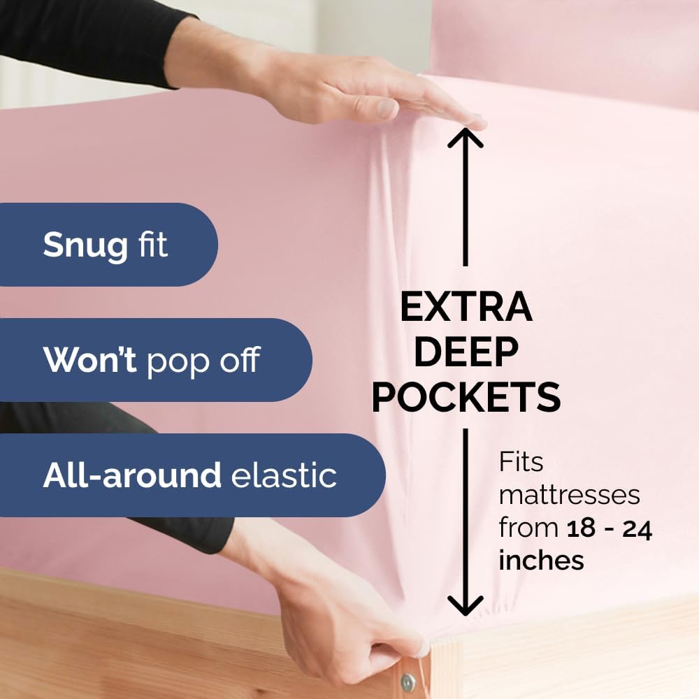 Extra Deep Queen Sheet Set - 6 Piece Breathable & Cooling Sheets - Hotel Luxury Bed Sheets Set - Easy & Secure Fit - Soft, Wrinkle Free & Comfy Sheets Set - White Sheet Set w/Extra Deep Pockets - PuriLite