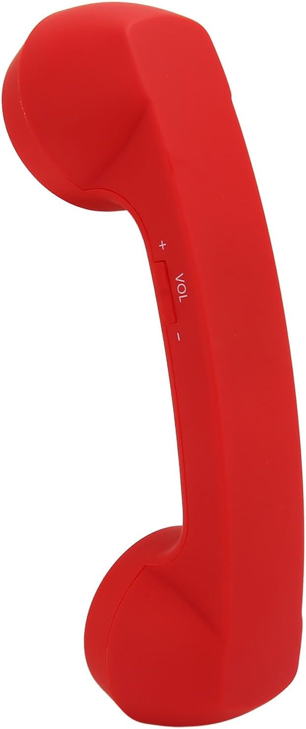 Qiilu Retro Telephone Handset for Mobile Phones - Rechargeable Radiation Proof Handset Receiver with USB Charging (Red) - PuriLite