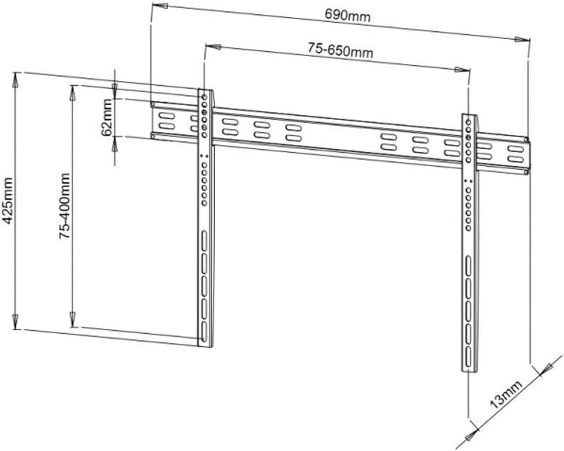 Techly Ultra Slim Fixed TV Wall Mount- 40-65in - PuriLite