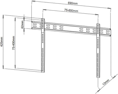 Techly Ultra Slim Fixed TV Wall Mount- 40-65in - PuriLite