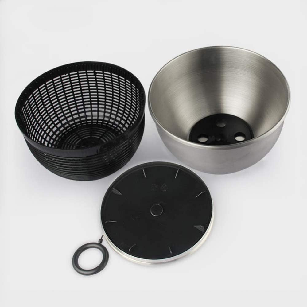 Salad Spinner Manual Large Capacity Fruit Vegetable Dryer, Ring Pull Type Multifunctional with Drain Sieve Quick Dry, Stainless Steel - PuriLite