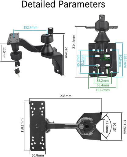 Strg Fish Finder Mount with Lock for Boat, Kayak Fish Finder Swing Mount Marine Electronics Mounts with Rectangular Plate Compatible with Scotty Garmin Lowrance Humminbird and More Depth Finder - PuriLite