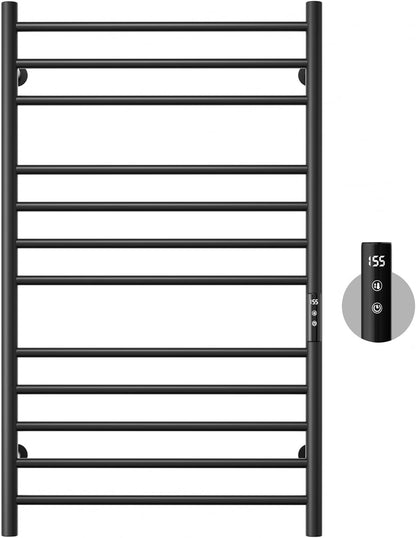 POPFLY Heated Towel Rack, Wall Mounted Electric Hot Towel Warmer, 4-Bar 304 Stainless Steel Small Heated Towel Warmer Rack for Bathroom with Timer and Temperature Control, Brushed - PuriLite