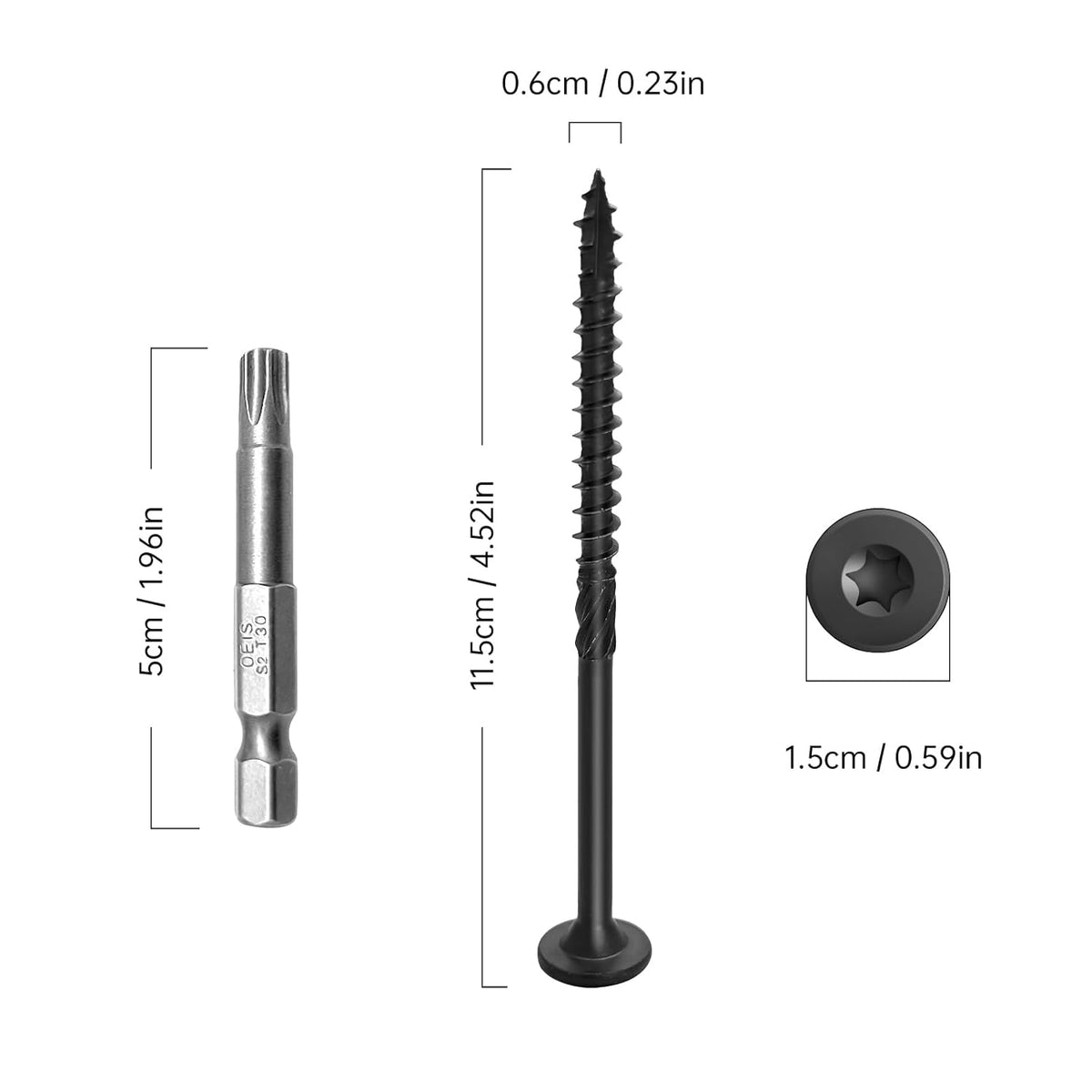 Wood Screws #14 x 6 Inch, Deck Screws 50Pcs,T30 Star Drive Outdoor Screws, Rust Resistant Timber Screws for Timber/Log/Landscaping Wood (#14 x 6) - PuriLite