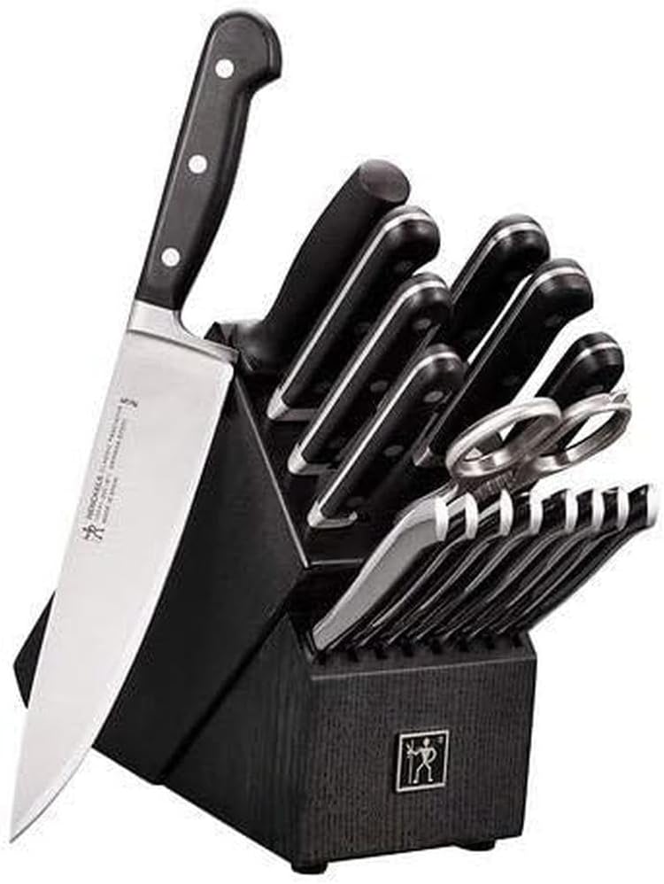 J.A. HENCKELS Classis Precision Forged 18 Piece - Knife Block Set Black 17051-018 - PuriLite