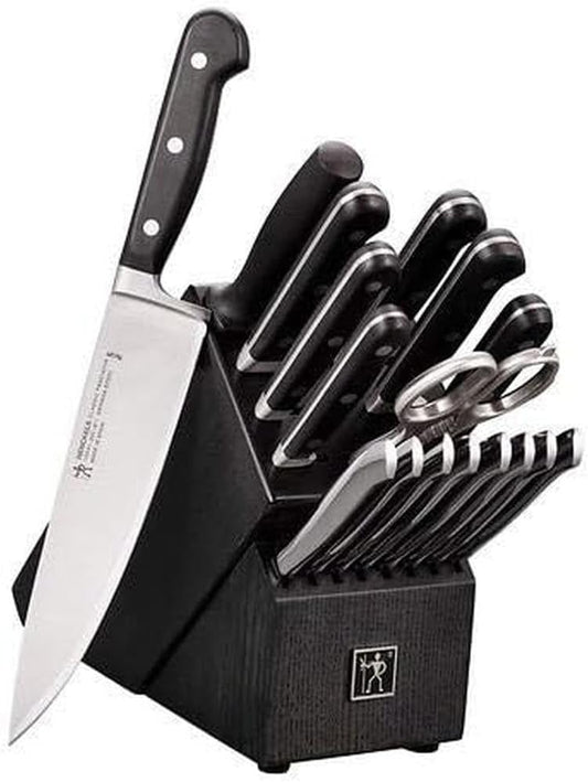 J.A. HENCKELS Classis Precision Forged 18 Piece - Knife Block Set Black 17051-018 - PuriLite