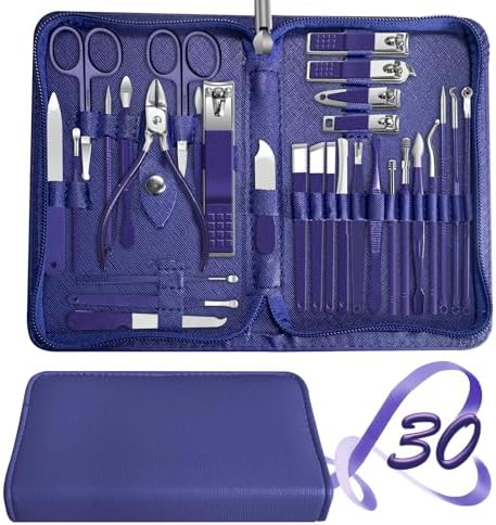 Manicure Set 30 in 1 Nail Clipper set, REDFLOW nail clippers, fingernail & toenail clippers, Manicure Tools, pedicure tools, Suitable for Travel Manicure Kit, Nail Set Kit With Everything Profe - PuriLite