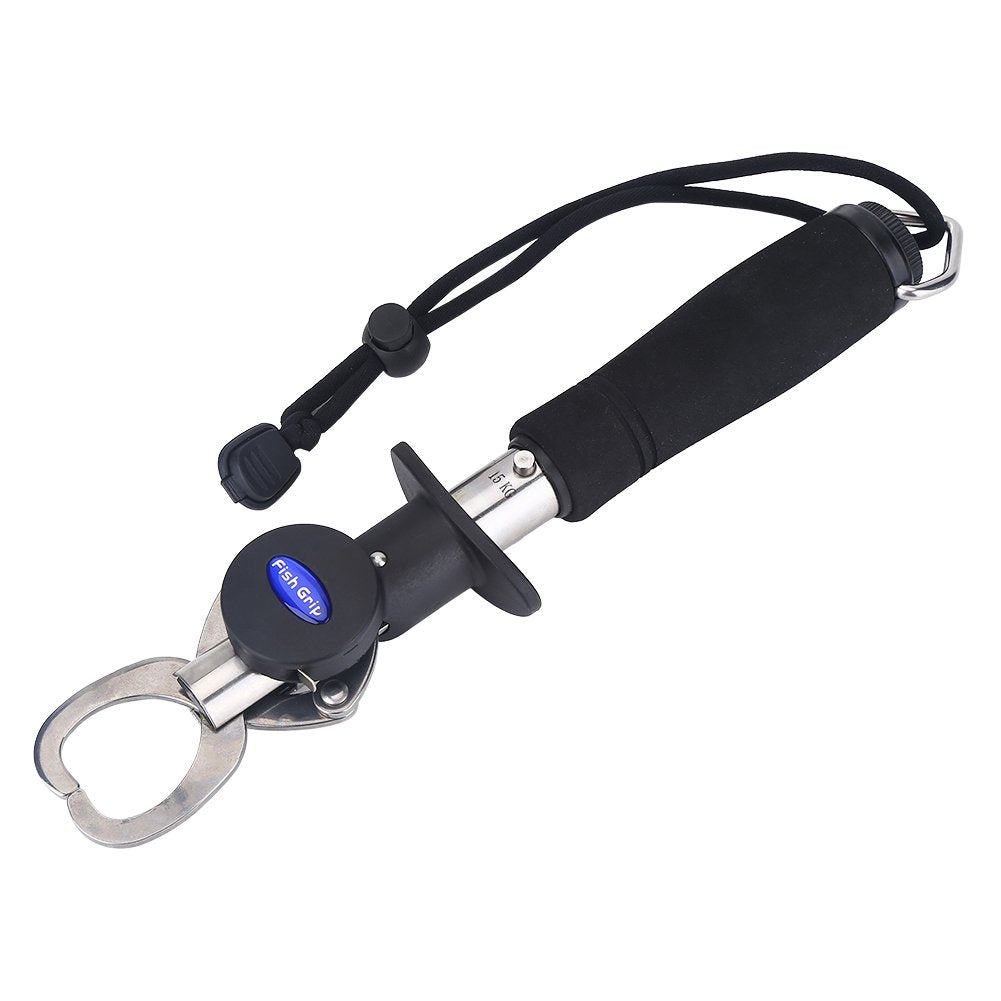 Fishing Gripper Fish Lip Grip Fish Grabber Fish Holder with 1M Tape Measure 15KG Weighting Scale Fishing Tackle Tool with Weight Scale - PuriLite