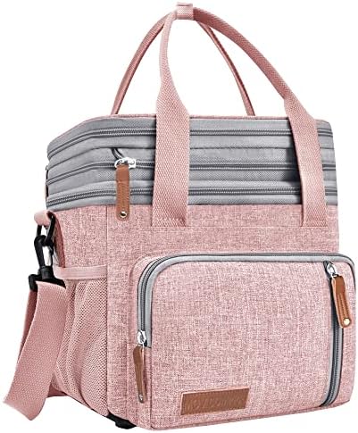 Lunch Bag Women Insulated Lunch Box for Work, Purple Expandable Large Lunch Bags, Leakproof Double Deck Lunch Box Cooler Bag（Purple） - PuriLite