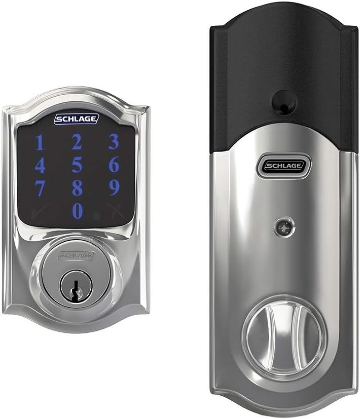 Schlage BE469ZP CAM 622 Connect Smart Deadbolt with Alarm with Camelot Trim in Matte Black, Z-Wave Plus Enabled - PuriLite
