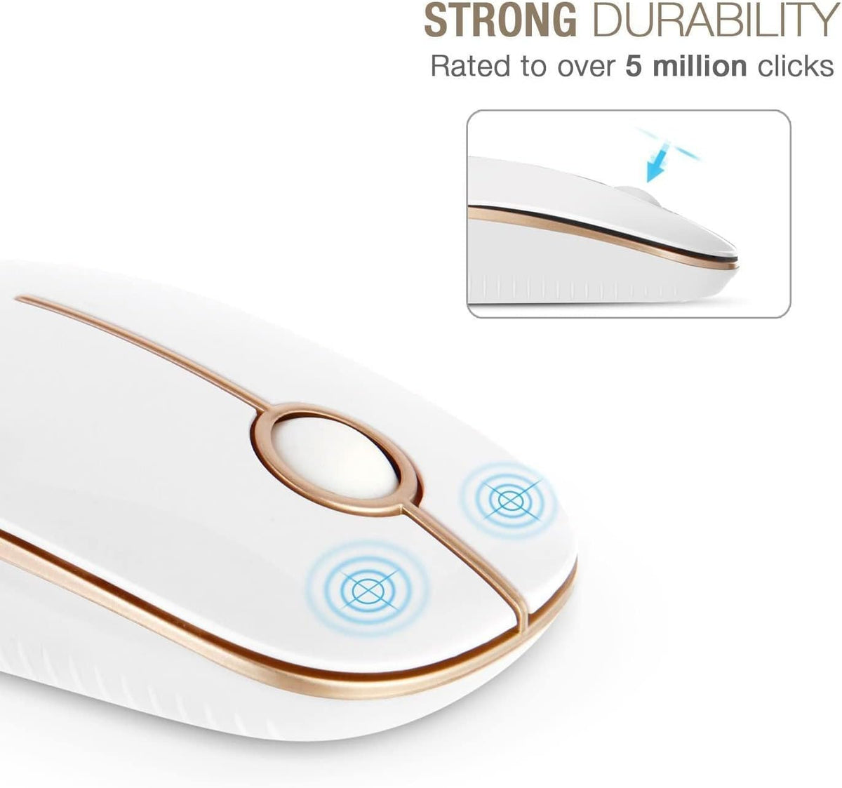 Wireless Mouse, Vssoplor 2.4G Slim Portable Computer Mice with Nano Receiver for Notebook, PC, Laptop, Computer (Black and Gray) - PuriLite