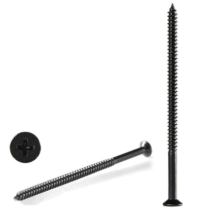 GOHODOMINO #4 x 1/2" Wood Screw 100Pcs, Stainless Steel 304 (18-8) Screws Flat Head Phillips Fast Self Tapping Drywall Screws Black Oxide - PuriLite