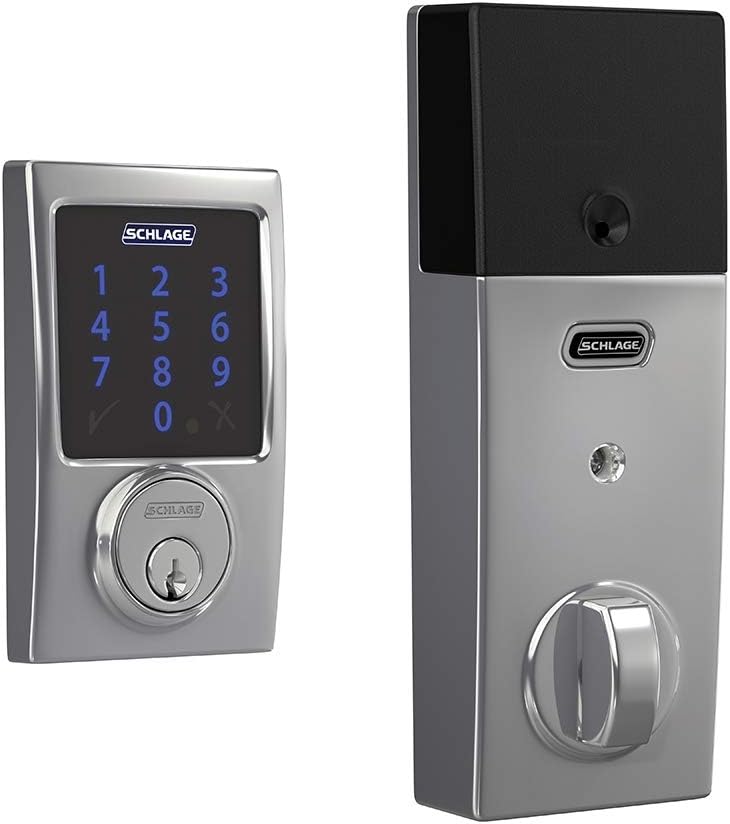 Schlage BE469ZP CAM 622 Connect Smart Deadbolt with Alarm with Camelot Trim in Matte Black, Z-Wave Plus Enabled - PuriLite