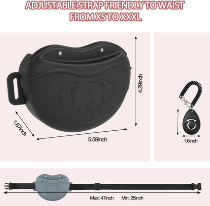 TUCANA Silicone Dog Treat Pouch for Pet Training – Upgraded 4 Strong Magnets Enhanced Magnetic Closure, Ease of Cleaning, Come with Adjustable Wasit Belt and Effective Dog Clicker (Pink) - PuriLite