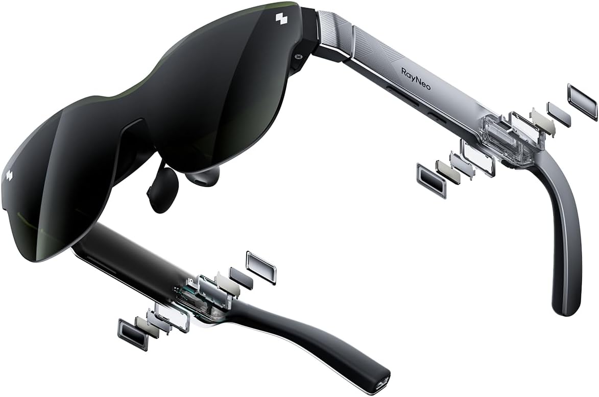 RayNeo Air 3s AR/XR Glasses, 201" 120Hz FHD HueView Display, Portable AR Video Eyewear Gaming Glasses for iPhone 16/15, Android, Mac, Switch, PS5, Steam Deck - Next-Gen Wearable Theater - PuriLite