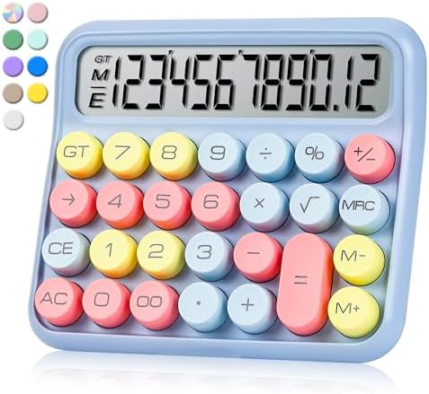 VEWINGL Mechanical Switch Calculator, 12 Digit Large LCD Display and Buttons, Great for Everyday Life and Basic Office Work, with Battery - PuriLite