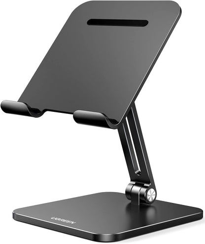 UGREEN Tablet Stand for Desk, Aluminum Stand for iPad Extended Height, Adjustable Foldable Portable Desktop Stand Holder for iPad Pro 12.9 11 9.7 10.5 iPad Air Mini Galaxy Surface iPhone 14 Pro, Grey - PuriLite