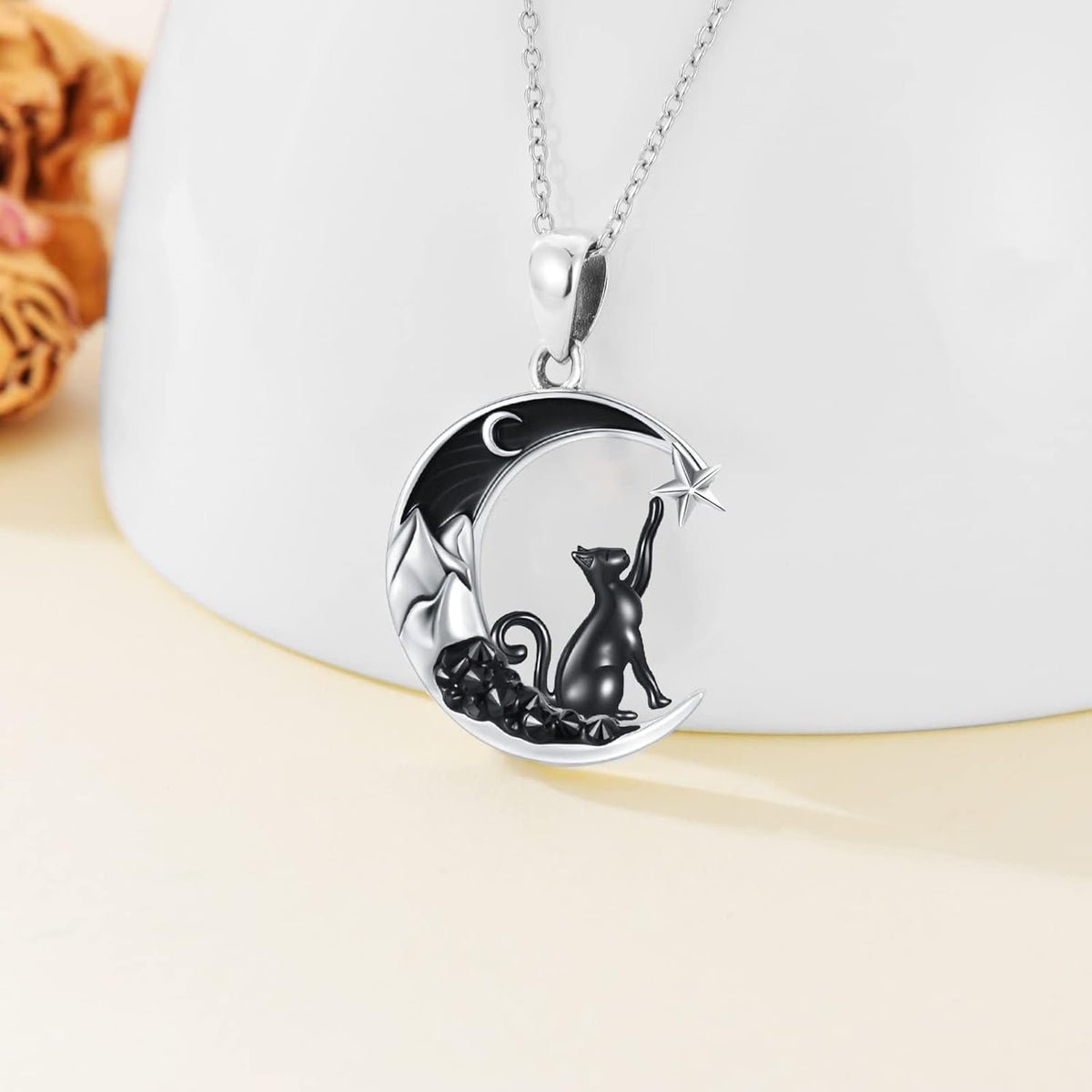 Flpruy 925 Sterling Silver Crescent Moon Pendant Gothic Jewelry for Women Halloween Gifts - PuriLite