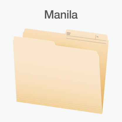 Pendaflex File Folders, 1/2 Cut Tab, Letter Size, Manila, Durable & Tear-Resistant File Organizers, 100/Box for Office, Home & School Filing Systems, Reversible & Eco-Friendly Design - PuriLite