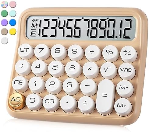 VEWINGL Mechanical Switch Calculator, 12 Digit Large LCD Display and Buttons, Great for Everyday Life and Basic Office Work, with Battery - PuriLite