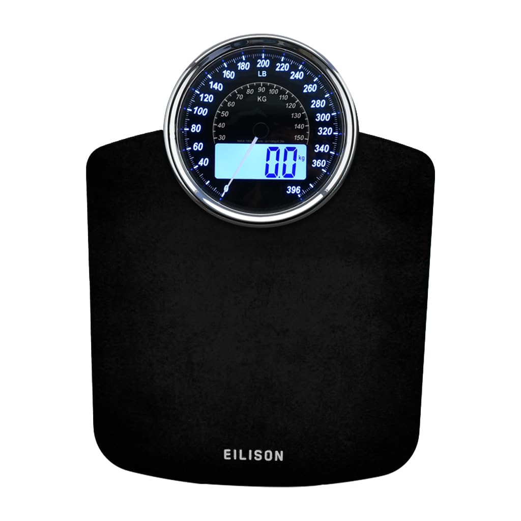 EILISON Highly Advance 2-in-1 Digital & Analog Weighing Scale for Body Weight-400lbs, 4 High Precison GX Sensor Accurate, Thick Tempered Glass, Extra Large Display (White) - PuriLite