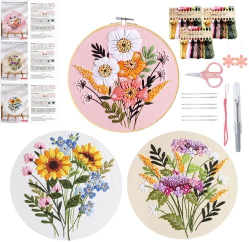 Purilite Select 3-Sets Flower Embroidery Kit - PuriLite