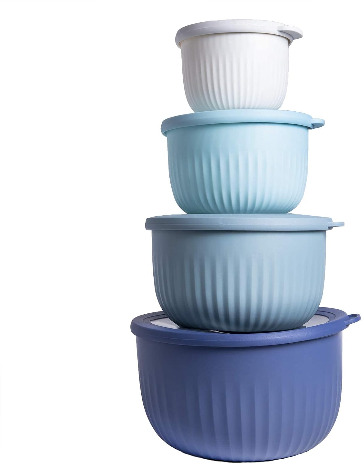 COOK WITH COLOR Prep Bowls with Lids- 8 Piece Nesting Plastic Small Mixing Bowl Set with Lids (Teal Ombre) - PuriLite
