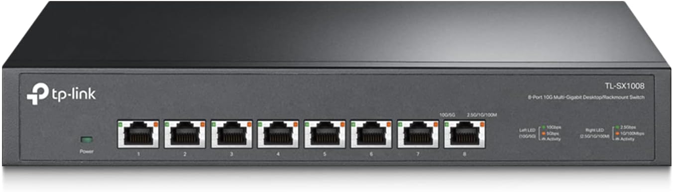 TP-Link TL-SX1008 | 8 Port 10G/Multi-Gig Unmanaged Ethernet Switch | Desktop/Rackmount | Plug & Play | Sturdy Metal Casing | Limited Lifetime Protection | Speed Auto-Negotiation - PuriLite