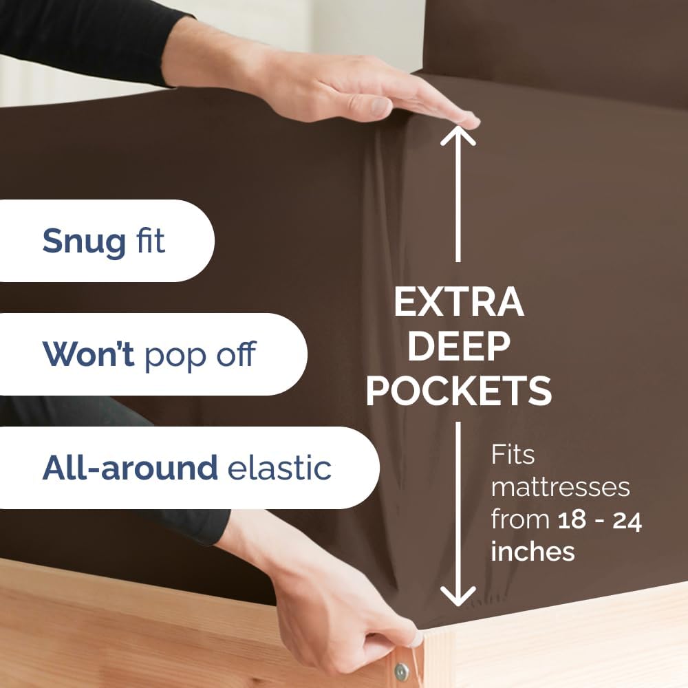 Extra Deep Queen Sheet Set - 6 Piece Breathable & Cooling Sheets - Hotel Luxury Bed Sheets Set - Easy & Secure Fit - Soft, Wrinkle Free & Comfy Sheets Set - White Sheet Set w/Extra Deep Pockets - PuriLite