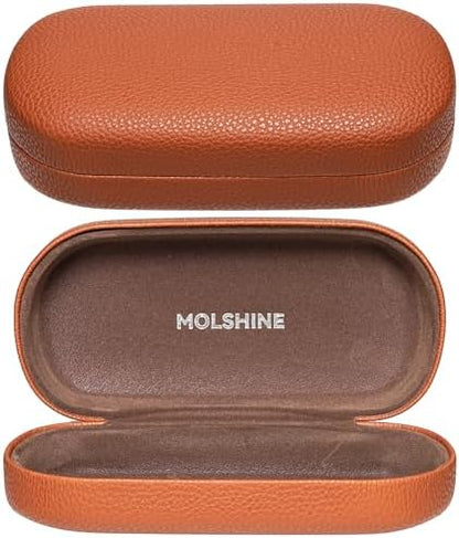 molshine Hard Shell Leather Sunglasses Case,Classic Large Glasses Case for Women Men,Sunglass Eyeglasses - PuriLite