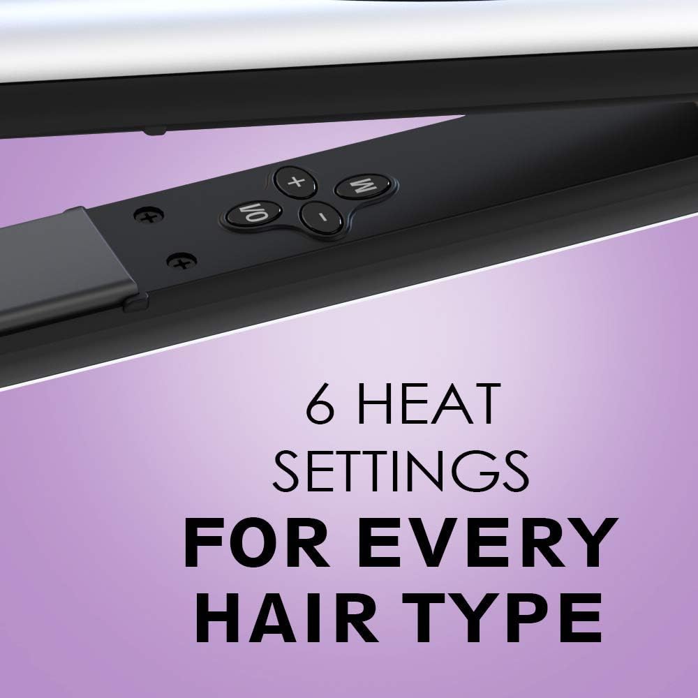 Wazor Hair Flat Iron 1 Inch Ionic Ceramic Hair Straightener Professional Flat Iron With LED Digital and Temperature Control From 284 to 446 Auto Shut Off - PuriLite