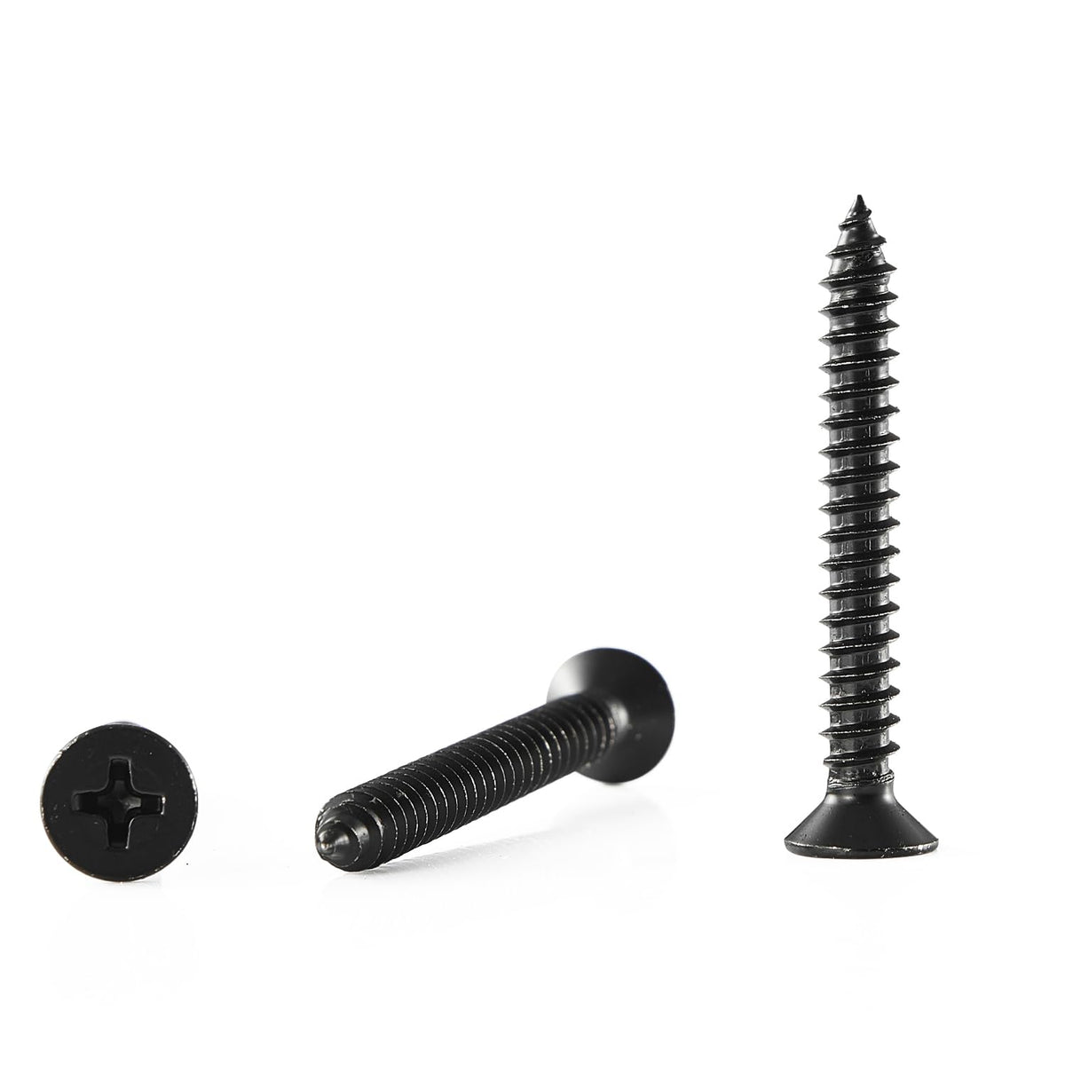 GOHODOMINO #4 x 1/2" Wood Screw 100Pcs, Stainless Steel 304 (18-8) Screws Flat Head Phillips Fast Self Tapping Drywall Screws Black Oxide - PuriLite