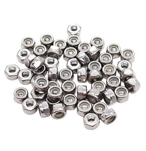 binifiMux 50pcs 1/4-20 Nylon Inserted Self Locking Nuts 304 Stainless Steel - PuriLite