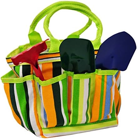 G & F Products 10018 JustForKids Kids Garden Tool Set Toy, Rake, Spade, Hoe and Leaf Rake, Reduced Size, 4-Piece - PuriLite