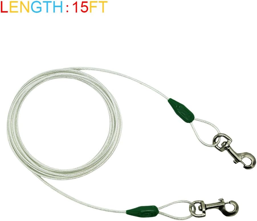 Petest 25ft Reflective Tie-Out Cable for Small Dogs Up to 35 Pounds - PuriLite