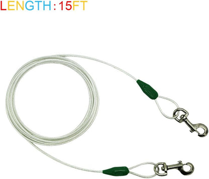 Petest 25ft Reflective Tie-Out Cable for Small Dogs Up to 35 Pounds - PuriLite