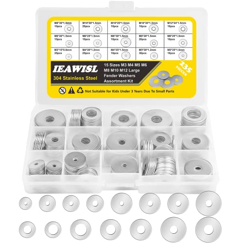 1050Pcs Flat Washers Set, 304 Stainless Steel Flat Washers for Screws, Assorted Sizes (M2 M2.5 M3 M4 M5 M6 M8 M10 M12) for Industrial Use - PuriLite