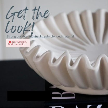 Fluted Ruffle Decorative Bowl | Resin Decorative Bowl | Home Decor Accent Bowl | Coffee Table Bowl | Small Centerpiece Bowl - PuriLite