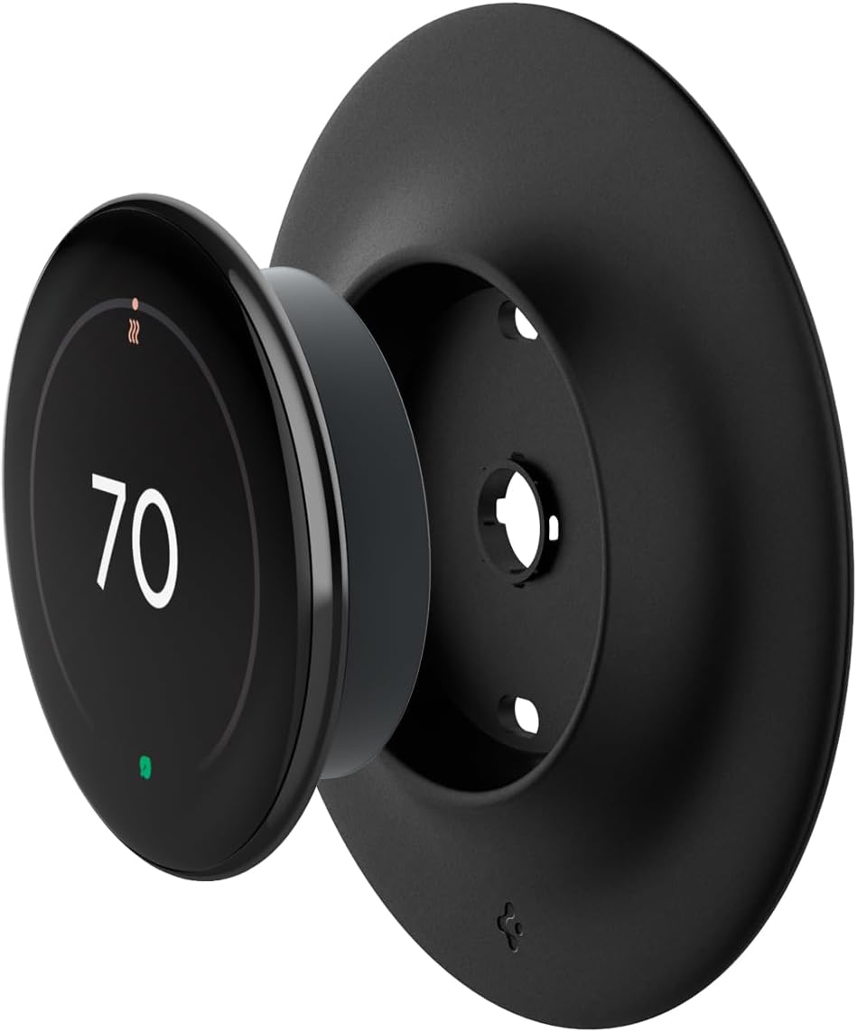 Spigen Wall Plate Designed for New Google Nest Learning Thermostat 4th Generation (2024) Wall Plate - Matte Black - PuriLite