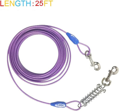 Petest 25ft Reflective Tie-Out Cable for Small Dogs Up to 35 Pounds - PuriLite