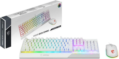 MSI Vigor Backlit RGB Dedicated Hotkeys Anti-Ghosting Mechanical Feel Gaming Keyboard & Gaming Mouse Combo (Vigor GK30 Combo White US) - PuriLite