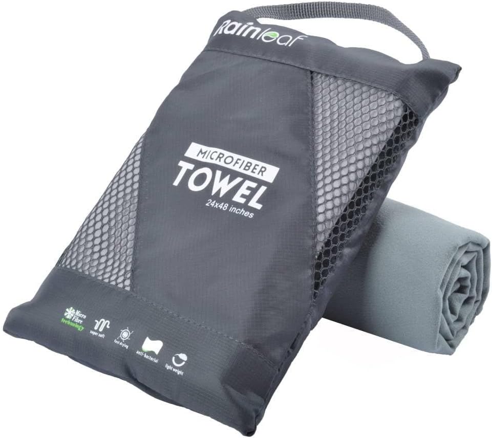 Rainleaf Microfiber Towel Perfect Travel & Gym & Camping Towel. Quick Dry - Super Absorbent - Ultra Compact - Lightweight. Suitable for Trip, Beach, Shower, Backpacking, Pool - PuriLite