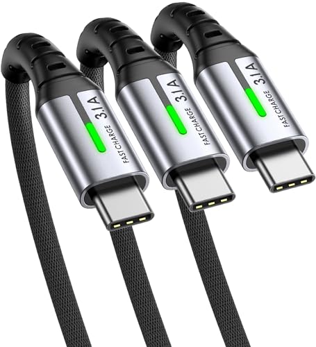 USB C Cable, INIU 3.1A Type C Cable Fast Charging (6.6ft), Zinc Alloy Braided Data USB-C Cable, USB A to USB C Charger Cable for iPhone 16 15 14 Pro Max iPad Samsung S22 S21 Huawei Xiaomi OnePlus - PuriLite
