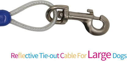 Petest 25ft Reflective Tie-Out Cable for Small Dogs Up to 35 Pounds - PuriLite